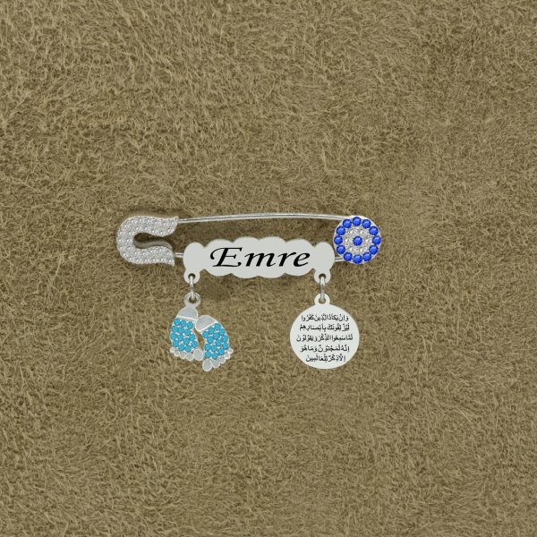 Gümüş Patikli İsimli Bebek İğnesi