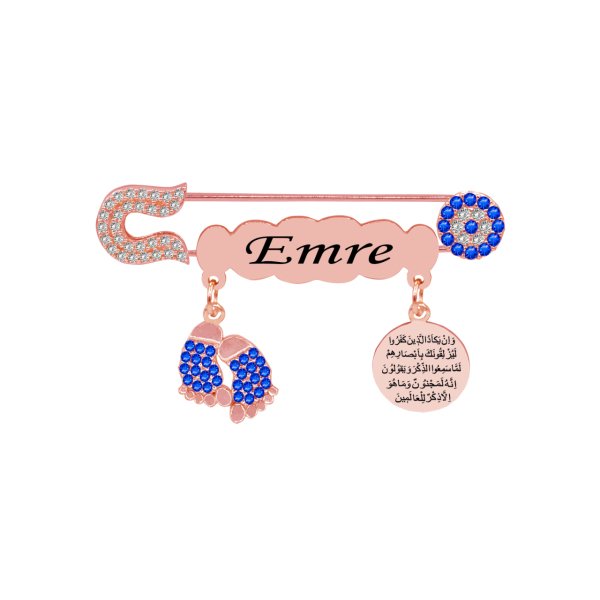 Gümüş Nazarlık İsimli Erkek Bebek İğnesi