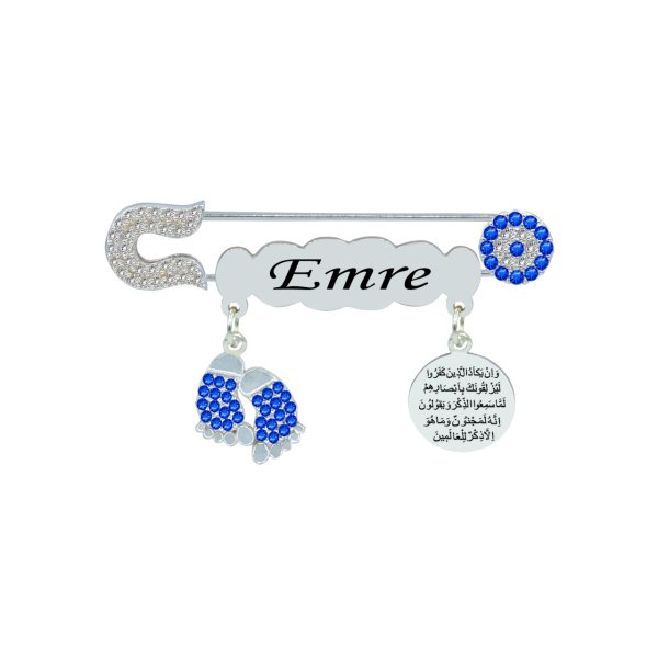 Gümüş Nazarlık İsimli Erkek Bebek İğnesi