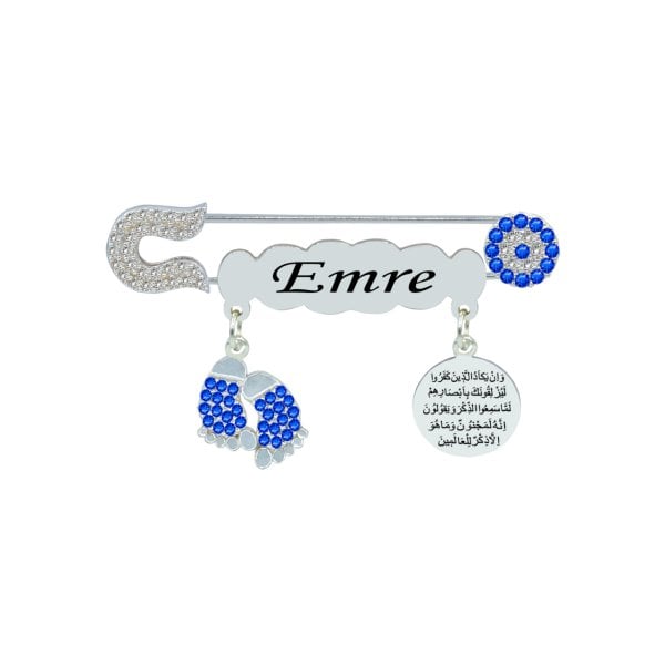 Gümüş Nazarlık İsimli Erkek Bebek İğnesi