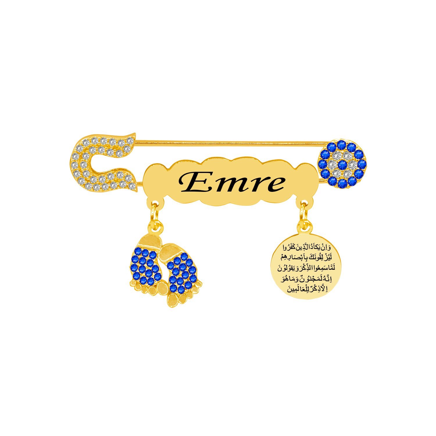 Gümüş Nazarlık İsimli Erkek Bebek İğnesi