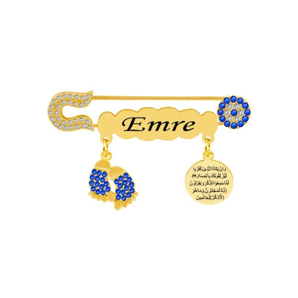 Gümüş Nazarlık İsimli Erkek Bebek İğnesi