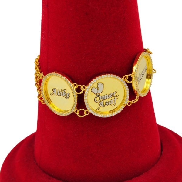 Gümüş Taşlı Halka Bayan İsimli Bileklik