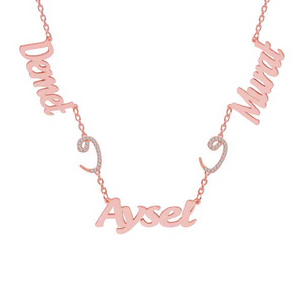 Gümüş Arapça Vavlı 3 İsimli Aile Kolyesi