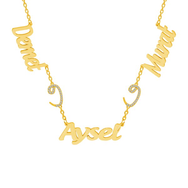 Gümüş Arapça Vavlı 3 İsimli Aile Kolyesi