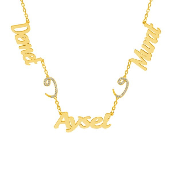 Gümüş Arapça Vavlı 3 İsimli Aile Kolyesi