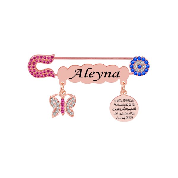 Gümüş Kelebekli İsimli Kız Bebek İğnesi