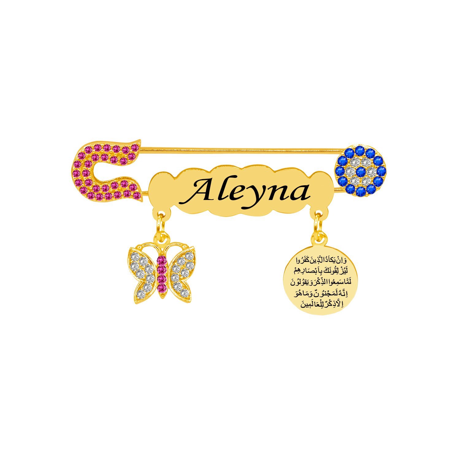 Gümüş Kelebekli İsimli Kız Bebek İğnesi