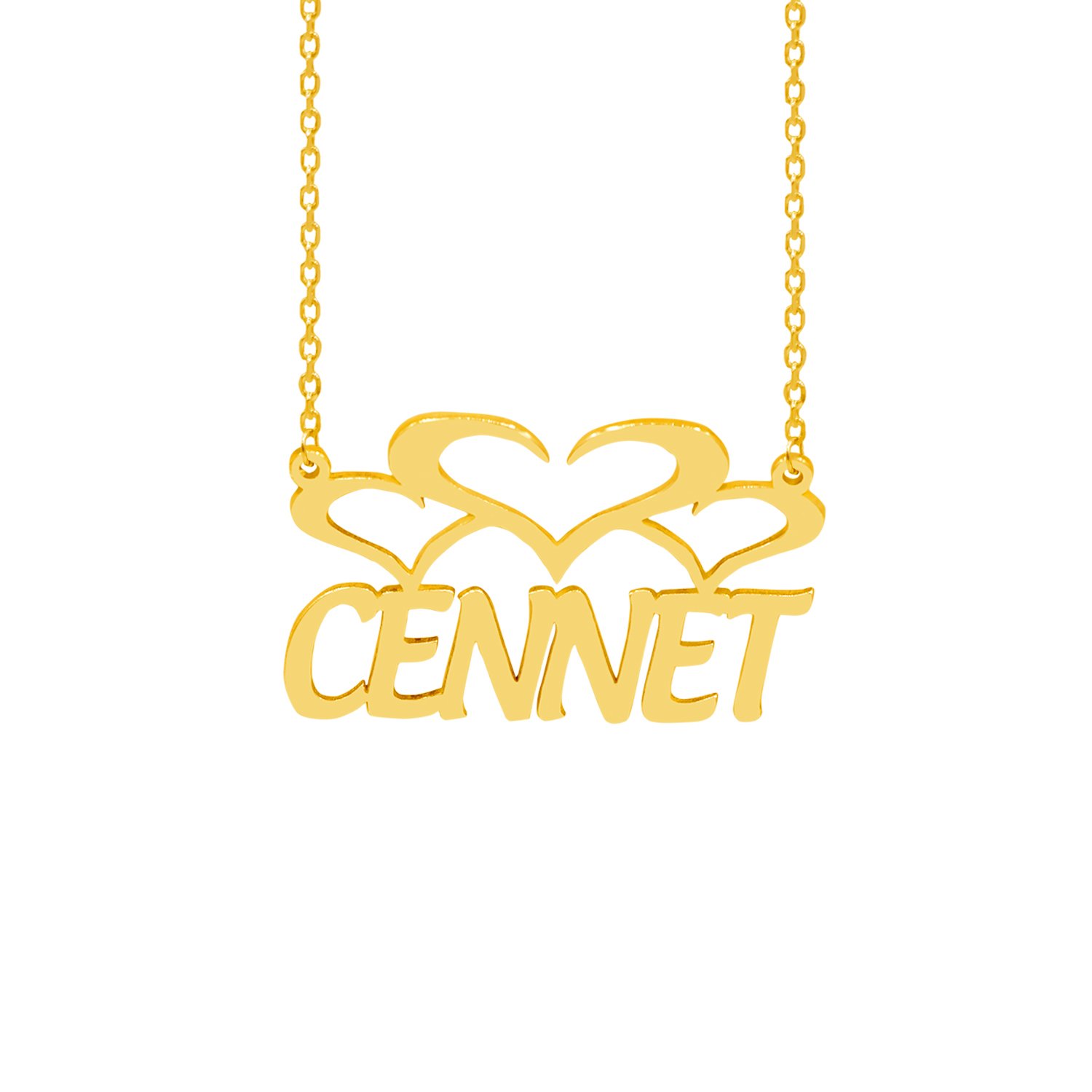 Gümüş 3 Kalpli Özel Tasarım İsimli Kolye