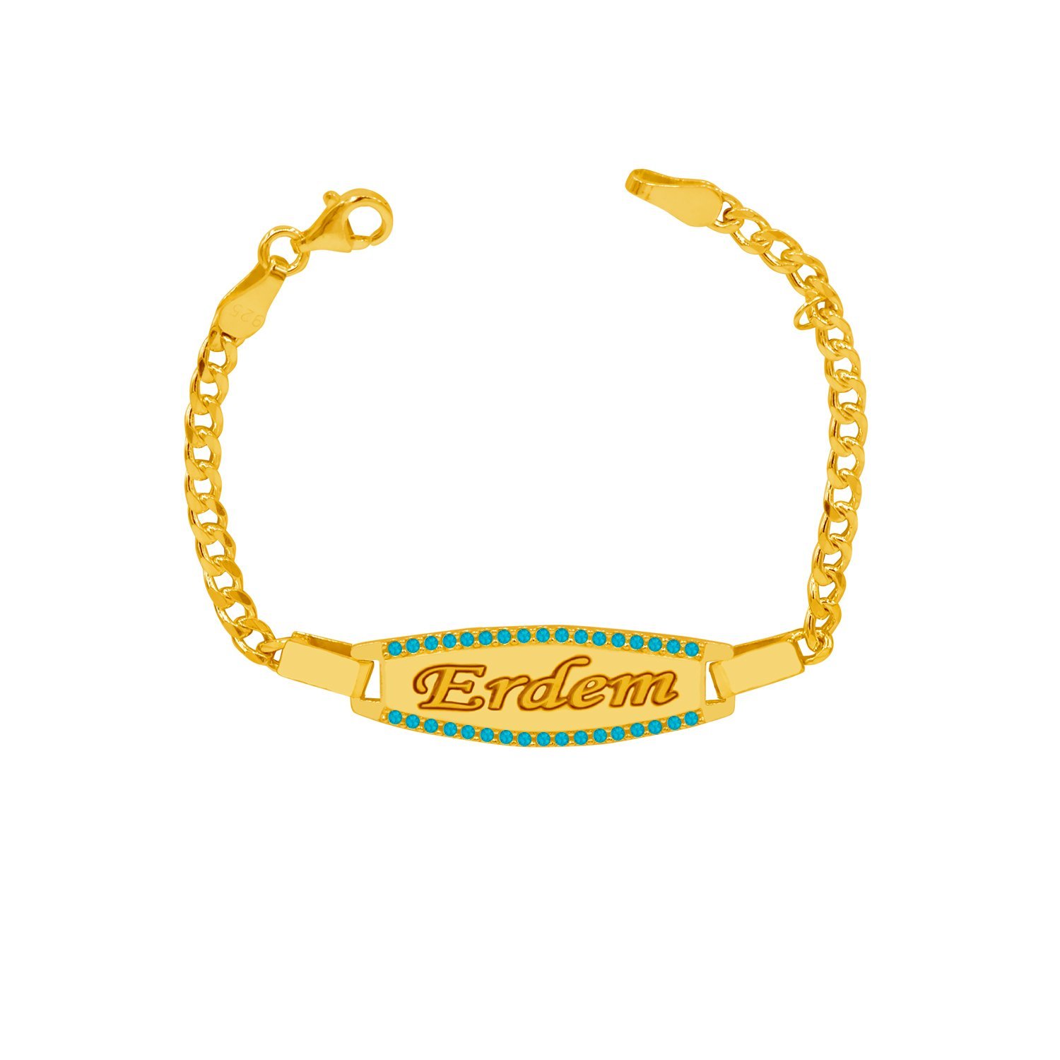 Gümüş Taşlı Plaka İsimli Çocuk Bileklik