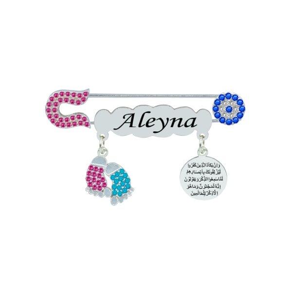 Gümüş Nazar Boncuklu İsimli Çocuk İğnesi