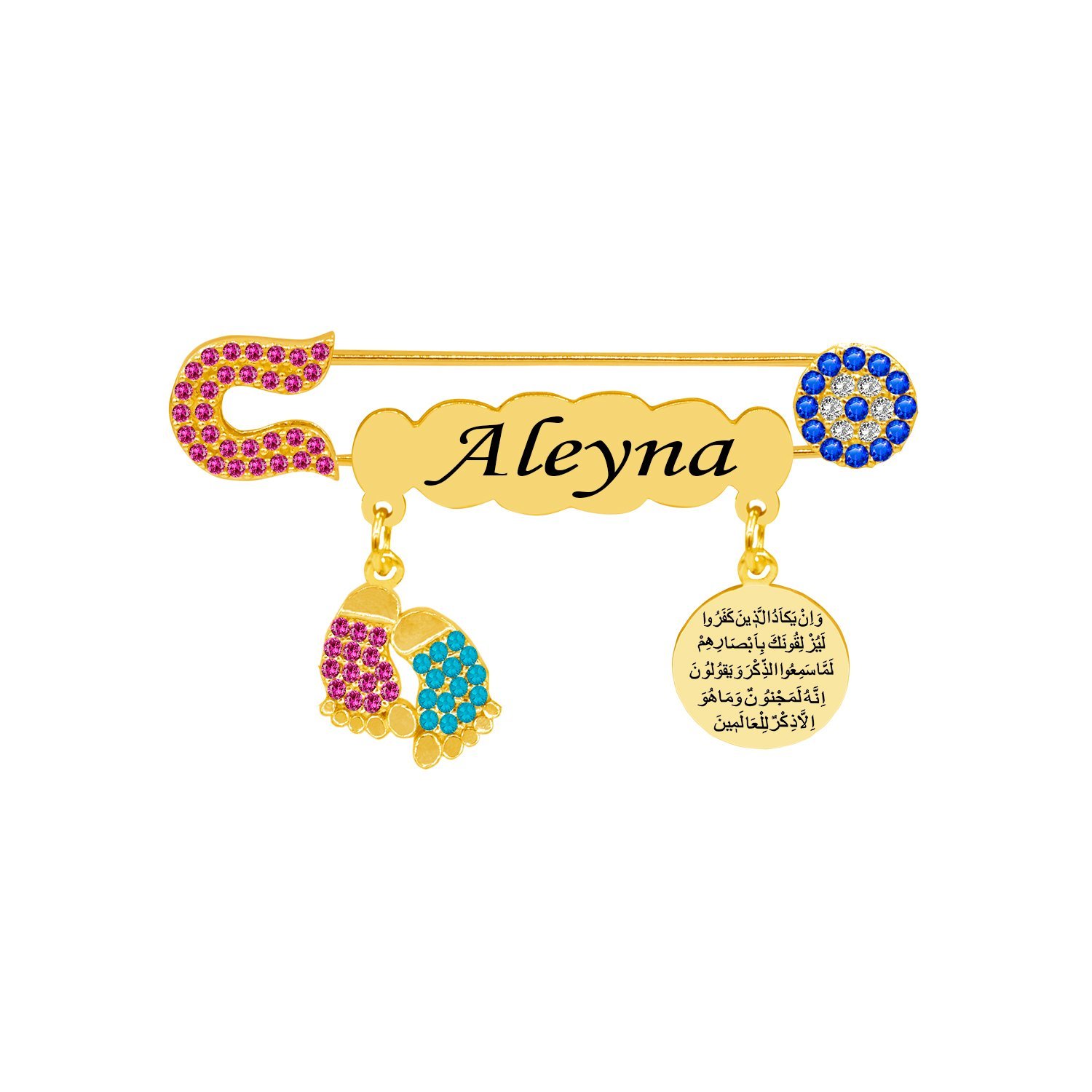 Gümüş Nazar Boncuklu İsimli Çocuk İğnesi