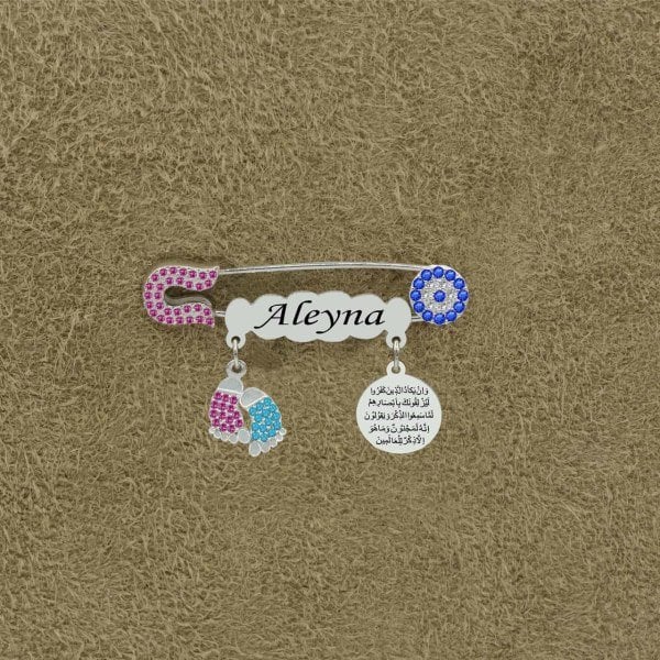 Gümüş Nazar Boncuklu İsimli Çocuk İğnesi