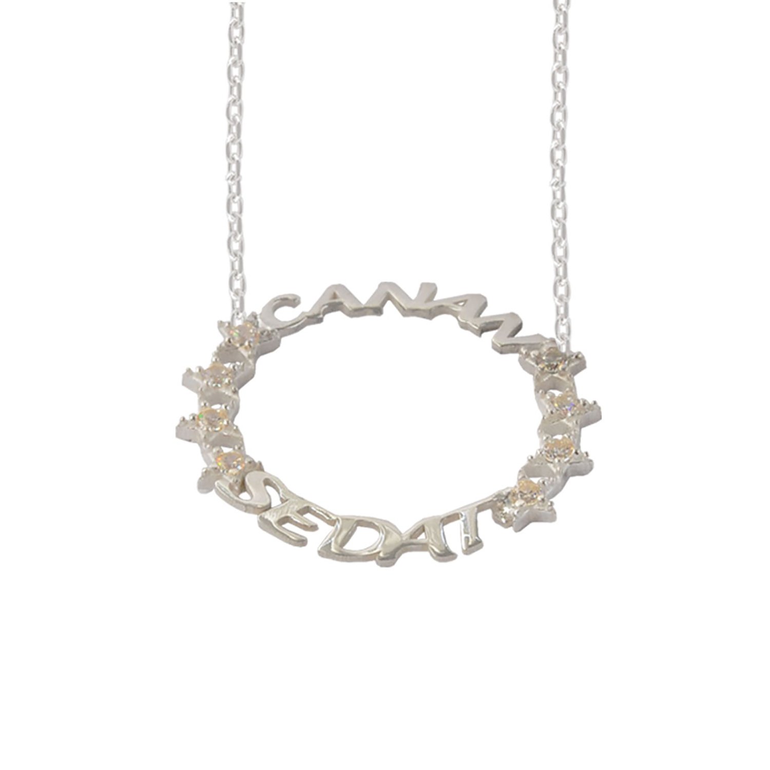 Gümüş Özel Tasarım Taşlı Yıldız Halka İsimli Kolye