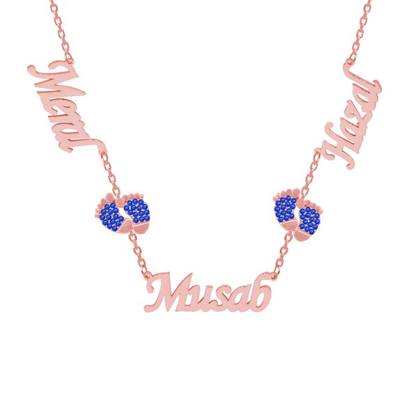 Gümüş Bebek Patikli 3 İsimli Aile Kolyesi