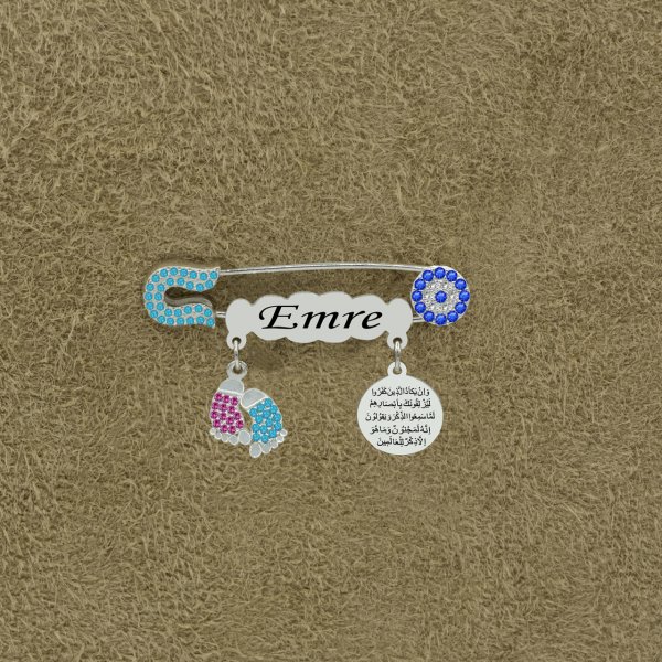 Gümüş İsimli Bebek Yaka İğnesi