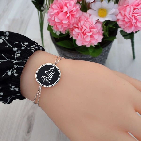 Gümüş Hat Yazısı Bayan İsimli Bileklik