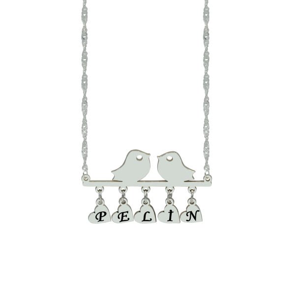 Gümüş Kuşlu İsimli Kolye