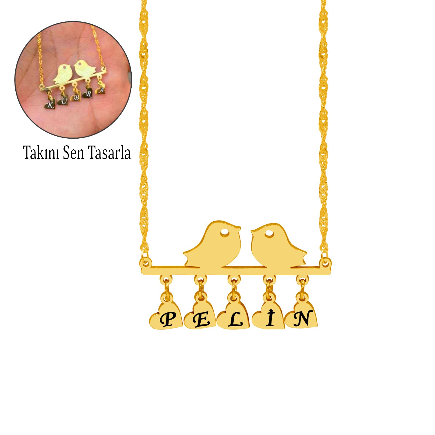 Gümüş Kuşlu İsimli Kolye