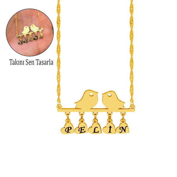 Gümüş Kuşlu İsimli Kolye