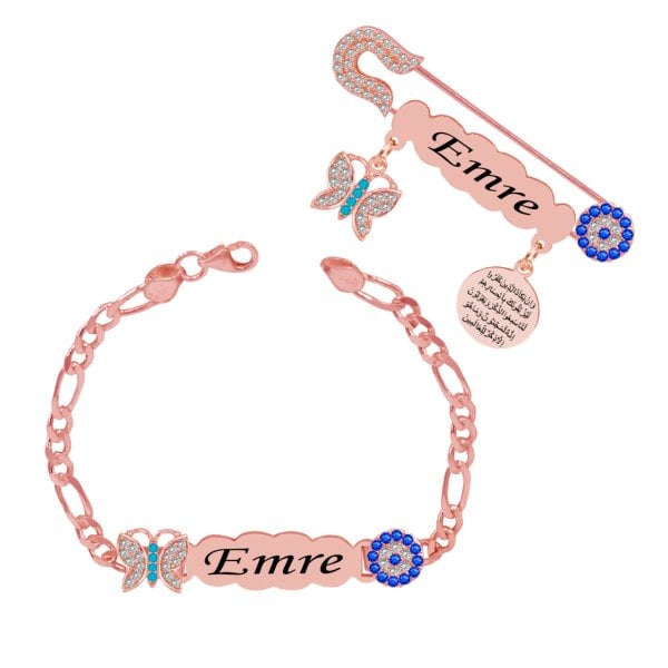 Gümüş İsimli Erkek Bebek İğnesi Bileklik