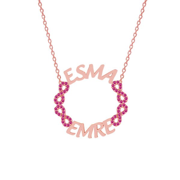 Gümüş Taşlı Sonsuzluk Halka İsimli Kolye