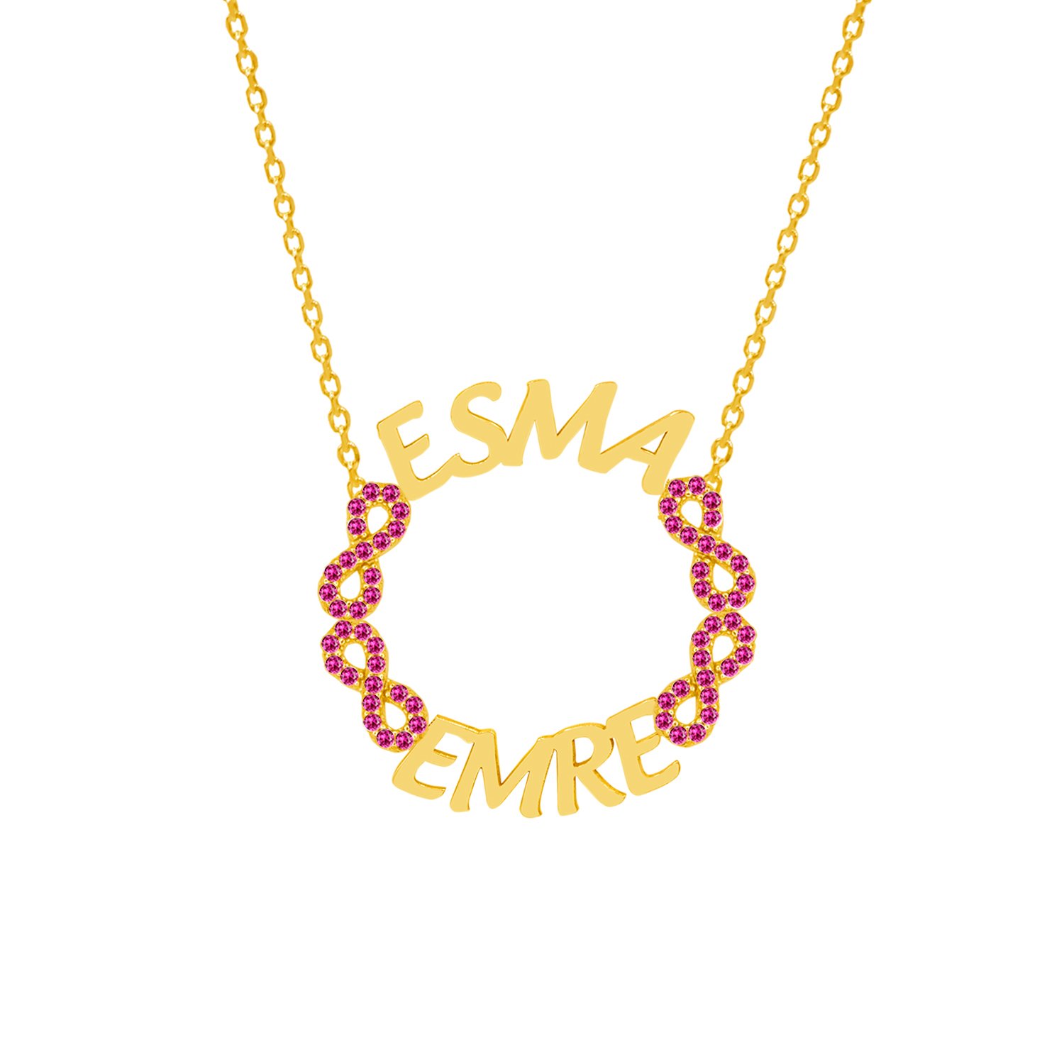 Gümüş Taşlı Sonsuzluk Halka İsimli Kolye