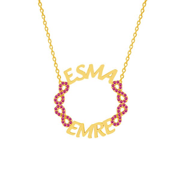 Gümüş Taşlı Sonsuzluk Halka İsimli Kolye