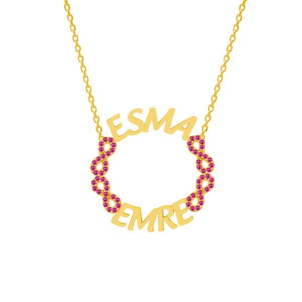 Gümüş Taşlı Sonsuzluk Halka İsimli Kolye