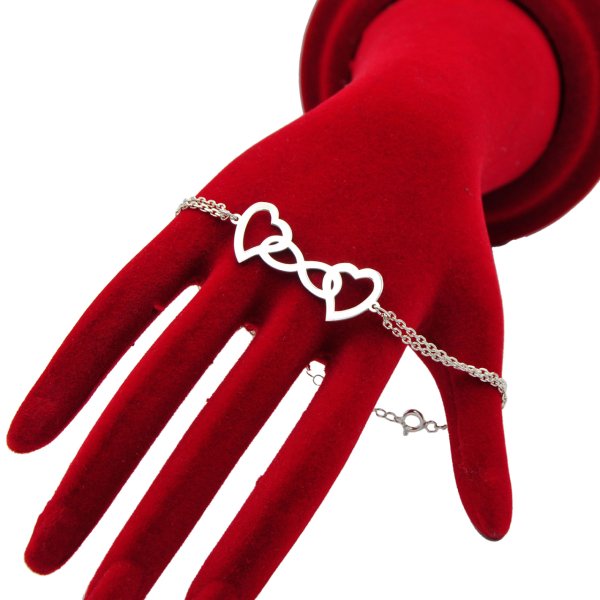 Gümüş Kalpli Sonsuzluk Tasarım Bileklik