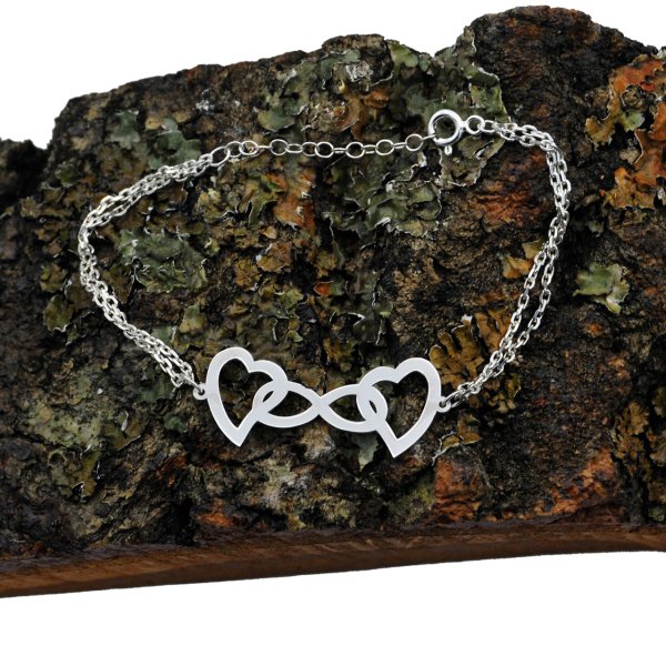 Gümüş Kalpli Sonsuzluk Tasarım Bileklik