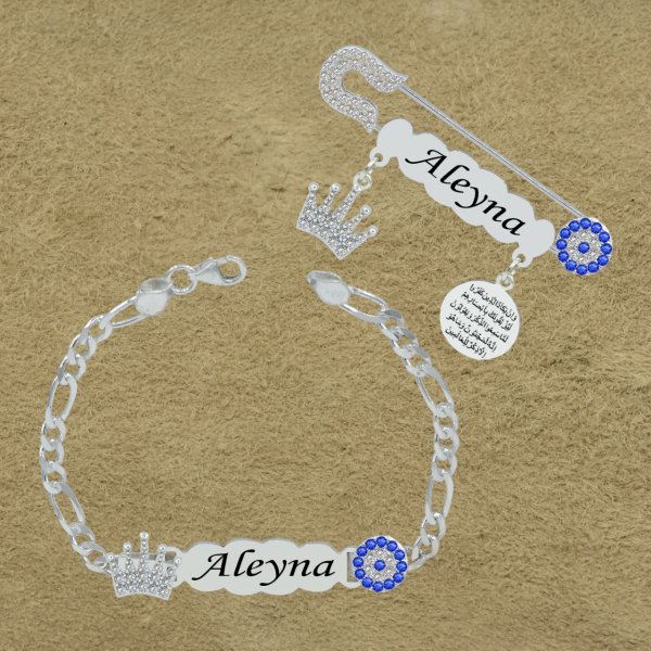 Gümüş İsimli Bebek Künyesi İğnesi