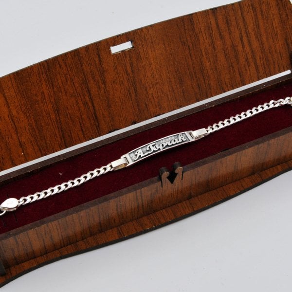 Gümüş Kişiye Özel Plaka İsimli Çocuk Bileklik