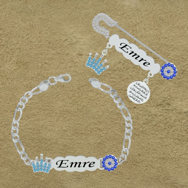Gümüş İsimli Erkek Çocuk Künyesi İğnesi