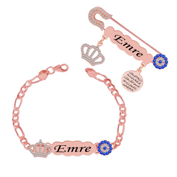 Gümüş İsimli Bebek İğnesi Bileklik Set