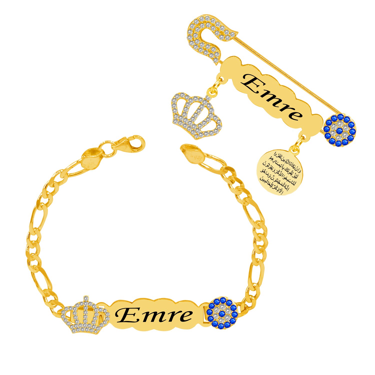 Gümüş İsimli Bebek İğnesi Bileklik Set