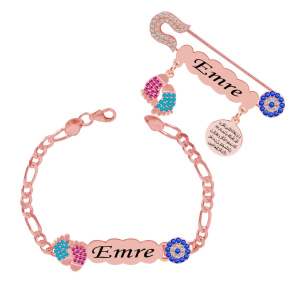 Gümüş Patikli İsimli Bebek İğnesi Künyesi