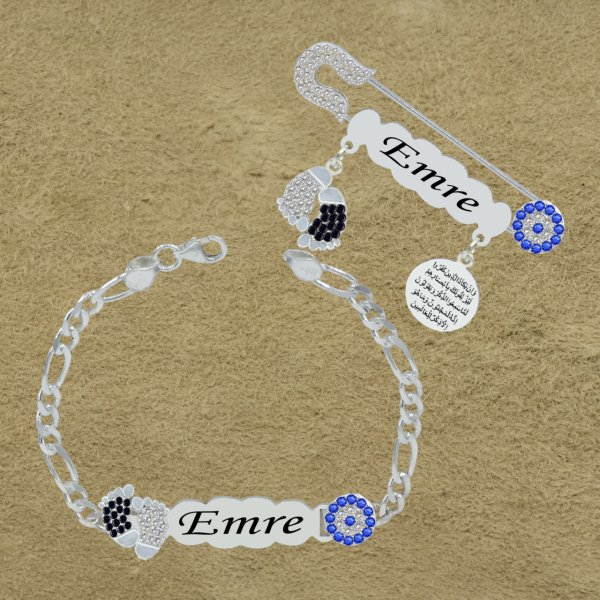 Gümüş İsimli Bebek İğnesi Bileklik