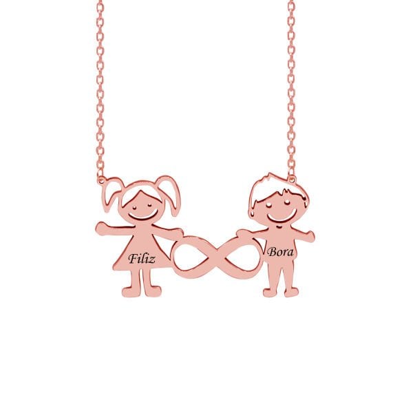 Gümüş Kız ve Erkek Kardeş Kolye