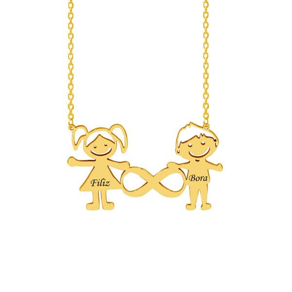 Gümüş Kız ve Erkek Kardeş Kolye