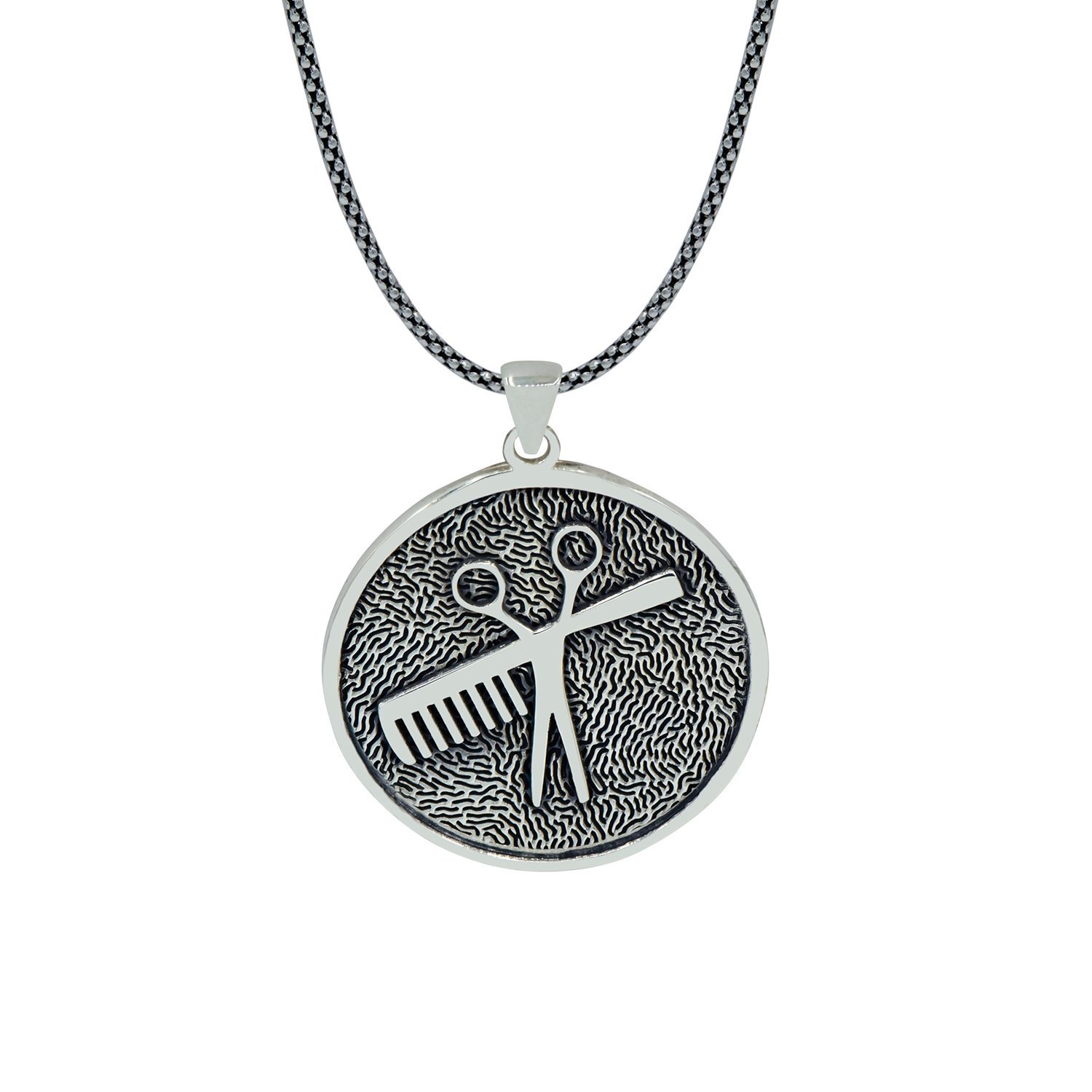 Gümüş Kuaför Tarak Makas Kolye