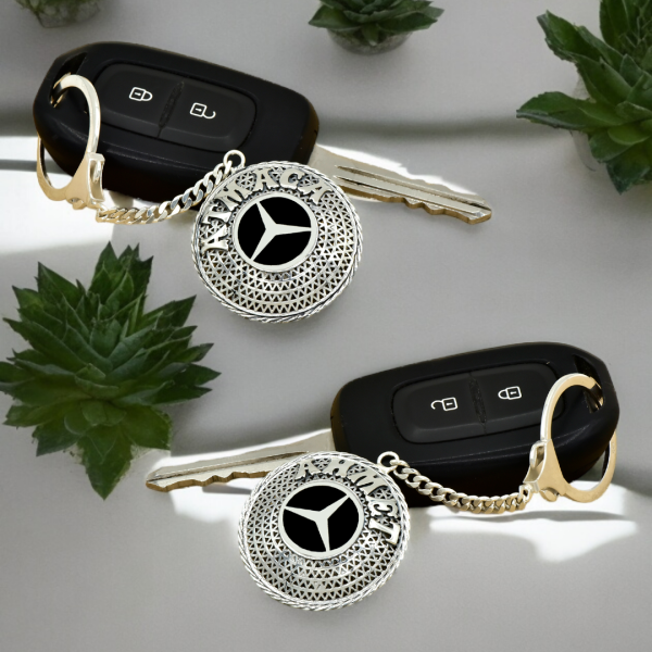 Gümüş Mercedes Armalı Telkari İsimli Anahtarlık
