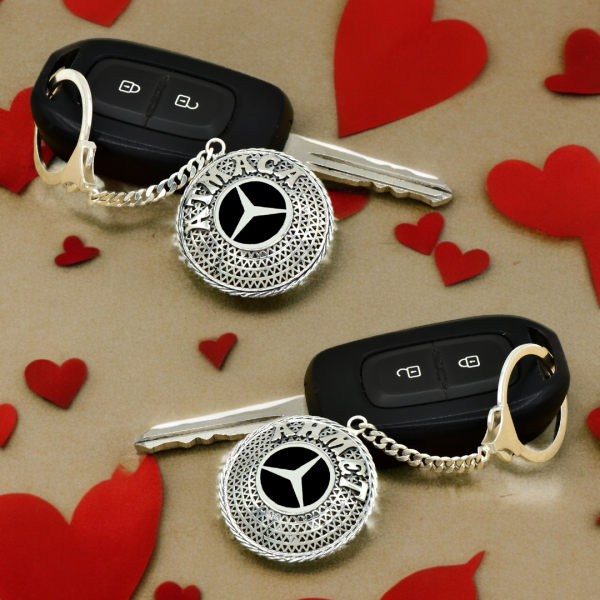 Gümüş Mercedes Armalı Telkari İsimli Anahtarlık