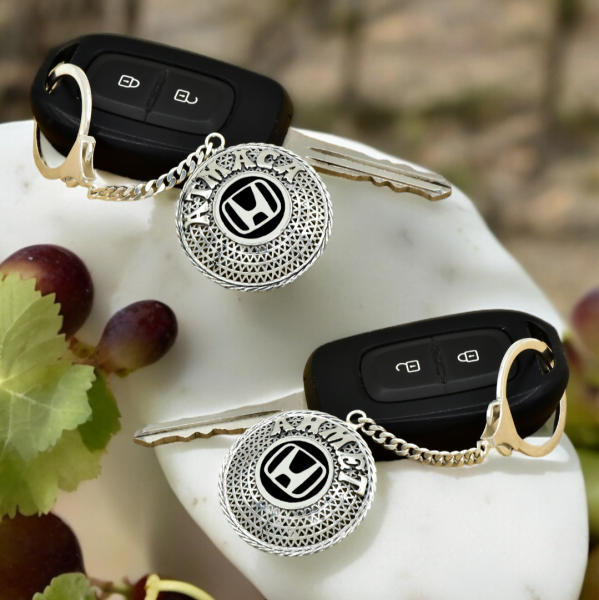 Gümüş Honda Armalı Telkari İsimli Anahtarlık