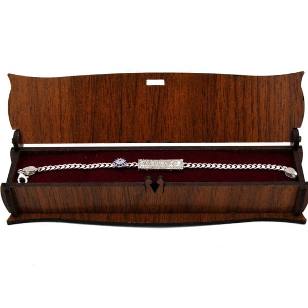 Gümüş Plaka Nazar Boncuklu İsimli Bileklik