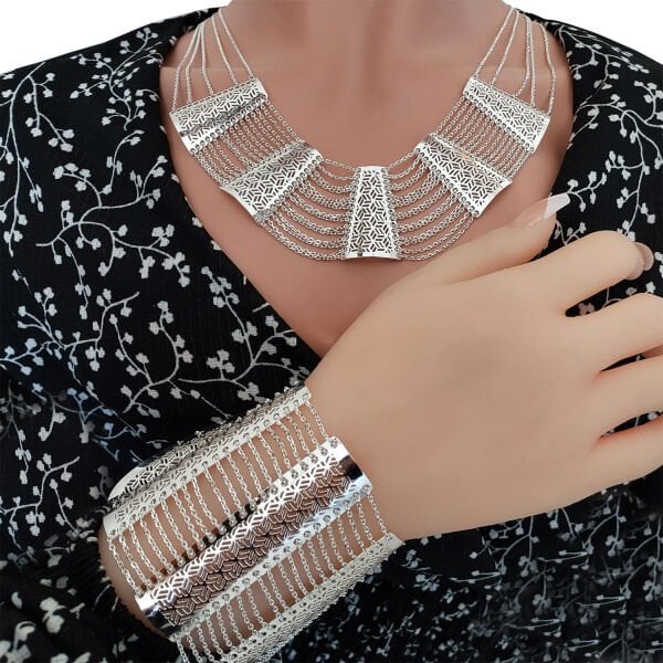 Gümüş Urfa Akıtma Kolye Bileklik Set