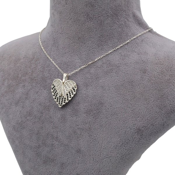 Gümüş Taşlı Kalp Melek Kanatlı İsimli Kolye