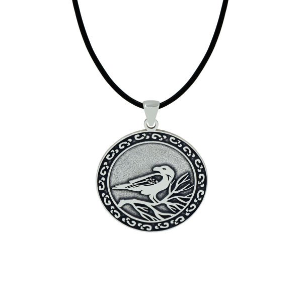 Gümüş Karga Kuzgun Kuşu Kolye
