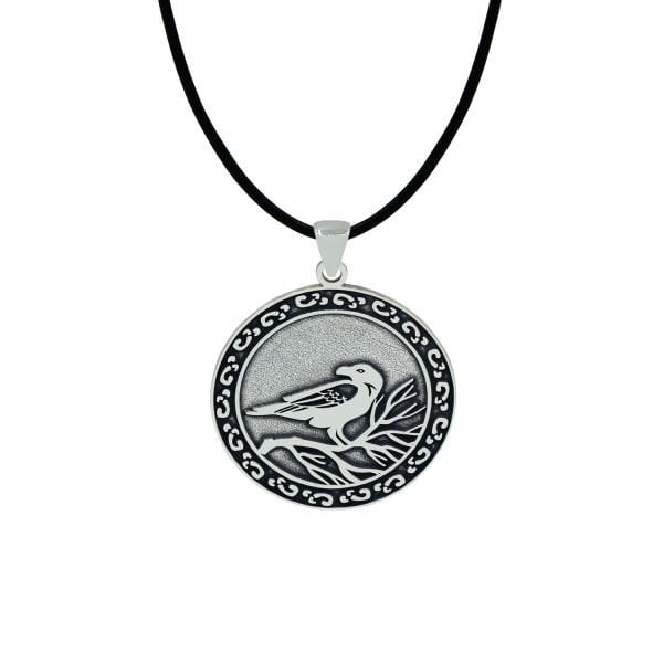 Gümüş Karga Kuzgun Kuşu Kolye