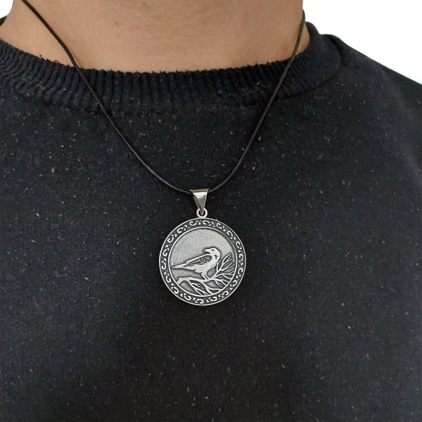Gümüş Karga Kuzgun Kuşu Kolye